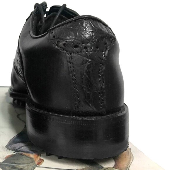 NEW $550 Justin Boots Golf Shoes! Black Handcrafted Alligator & Leather NARROW main image 7